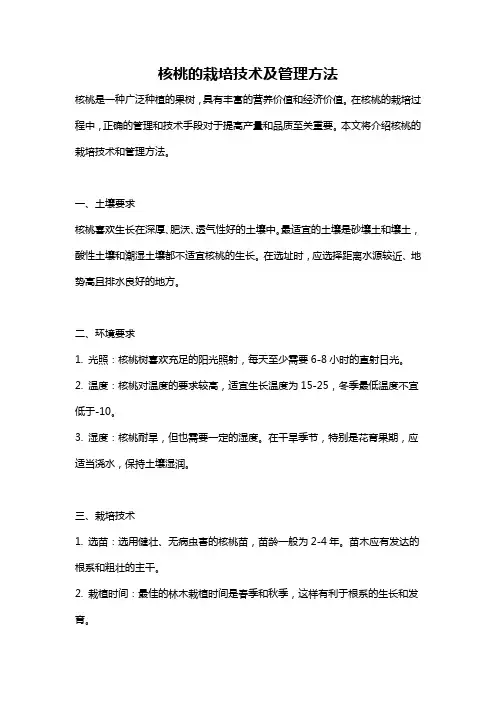 核桃的栽培技术及管理方法