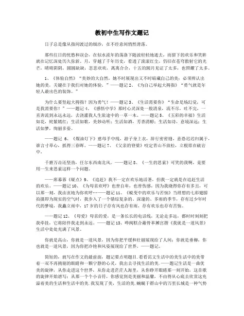 教初中生写作文题记