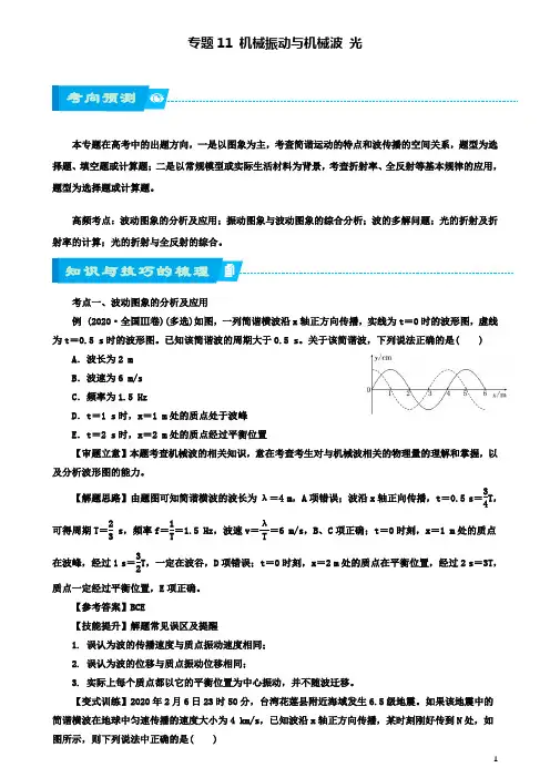 高考物理二轮复习专题机械振动与机械波光学案