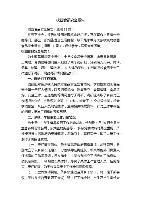 校园食品安全报告