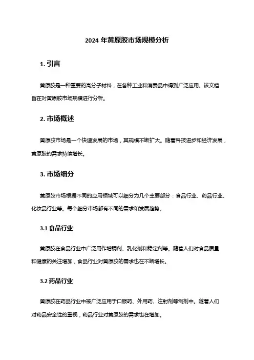 2024年黄原胶市场规模分析