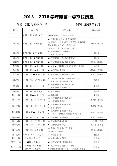 2015--2016秋季校历表