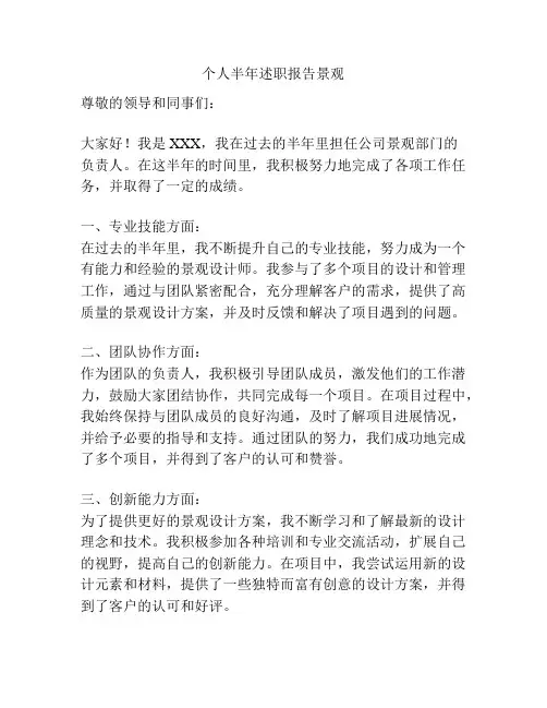 个人半年述职报告景观