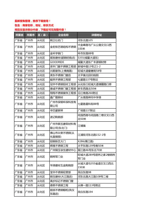 新版广东省广州市从化区钢材企业公司商家户名录单联系方式地址大全234家