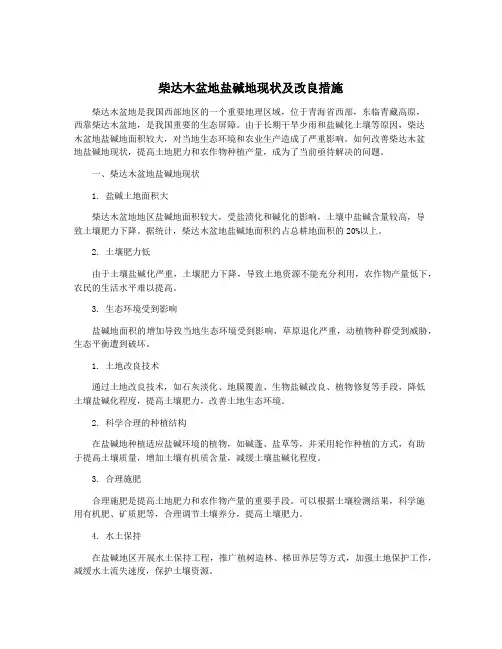 柴达木盆地盐碱地现状及改良措施