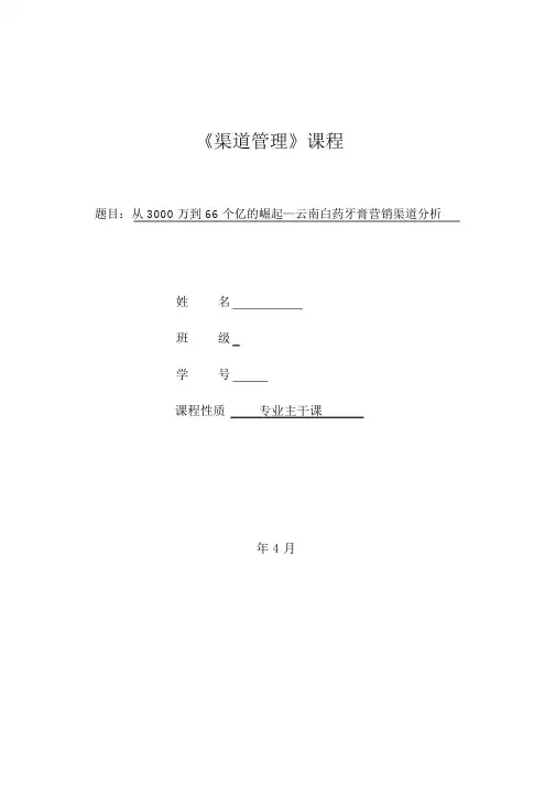 云南白药渠道分析