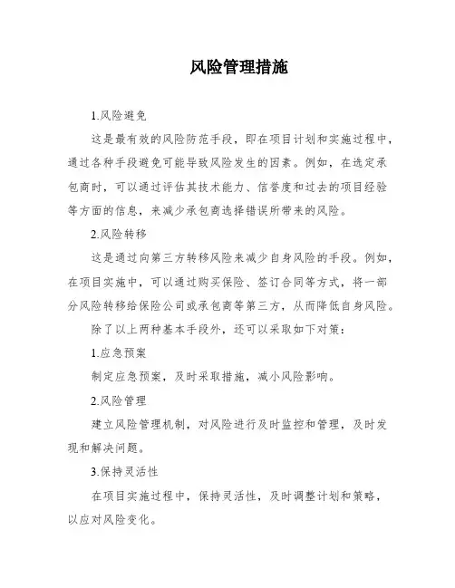 风险管理措施
