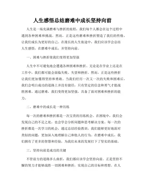 人生感悟总结磨难中成长坚持向前
