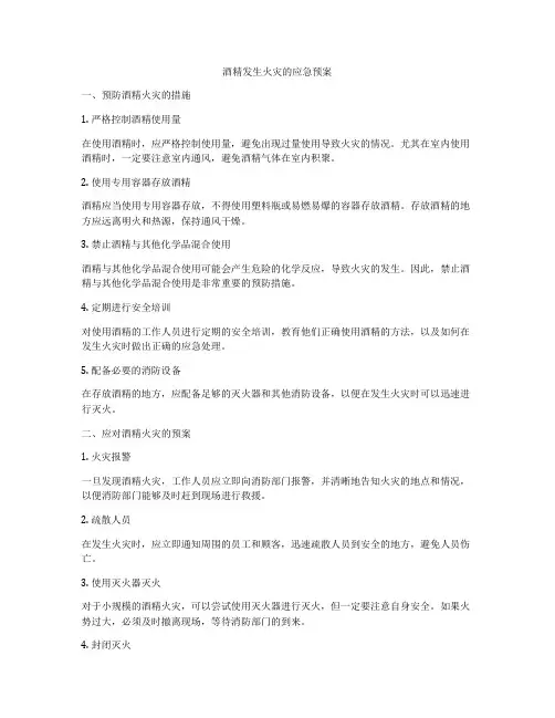 酒精发生火灾的应急预案
