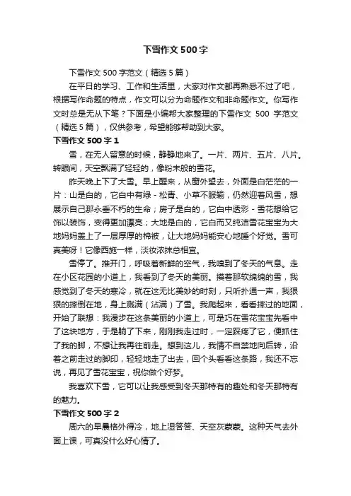 下雪作文500字范文（精选5篇）