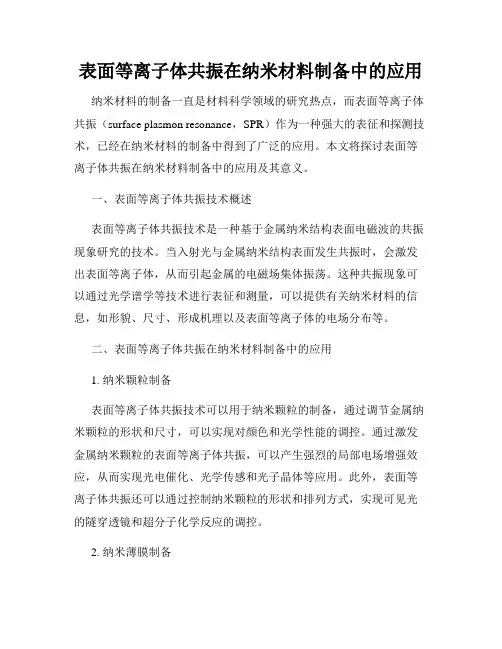 表面等离子体共振在纳米材料制备中的应用