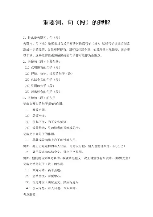 重要词句的理解