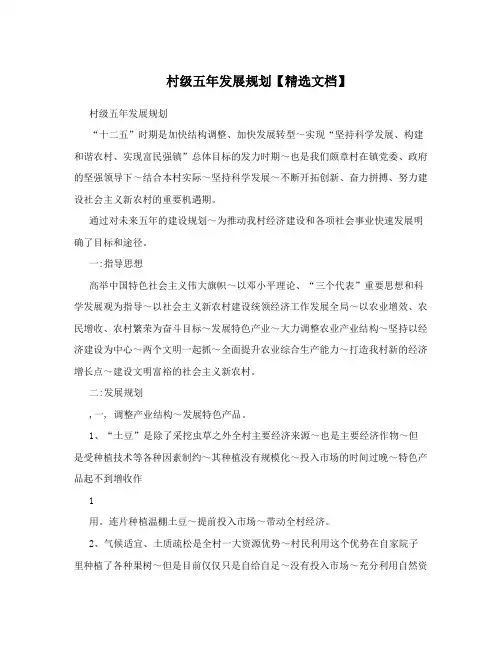 村级五年发展规划【精选文档】