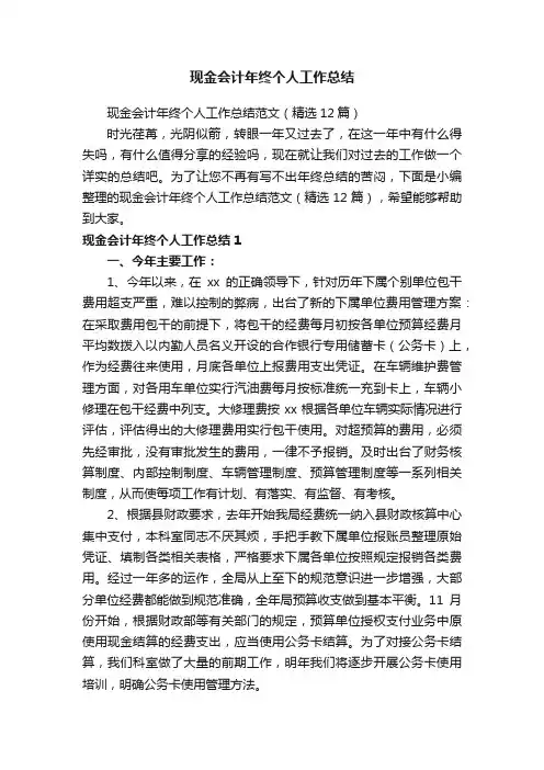 现金会计年终个人工作总结范文（精选12篇）