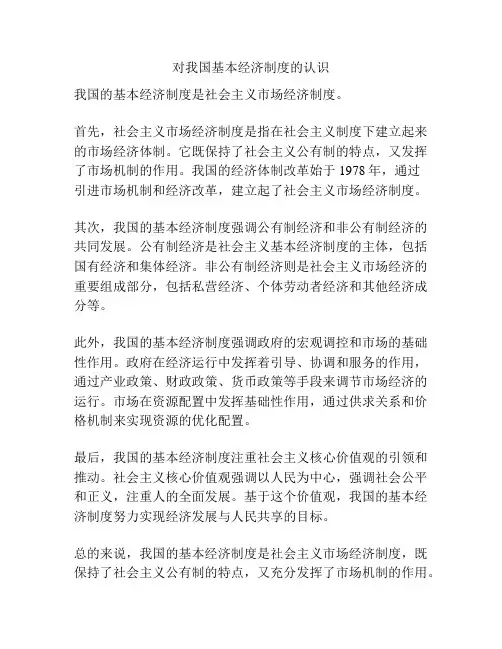对我国基本经济制度的认识