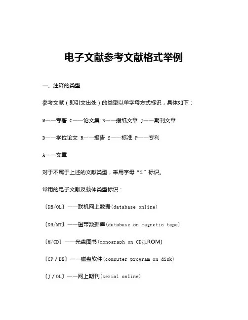 电子文献参考文献格式举例