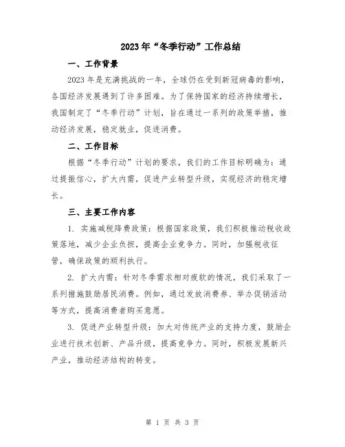 2023年“冬季行动”工作总结