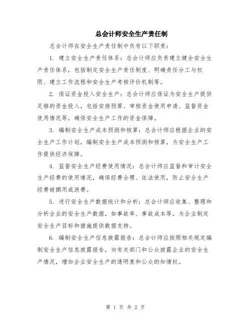 总会计师安全生产责任制