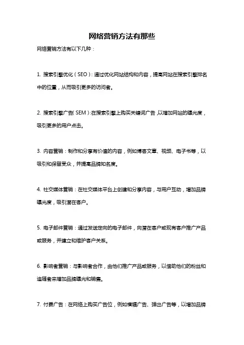 网络营销方法有那些