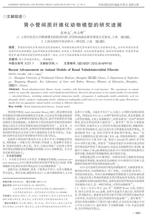 肾小管间质纤维化动物模型的研究进展