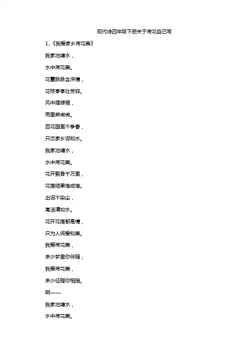 现代诗四年级下册关于荷花自己写