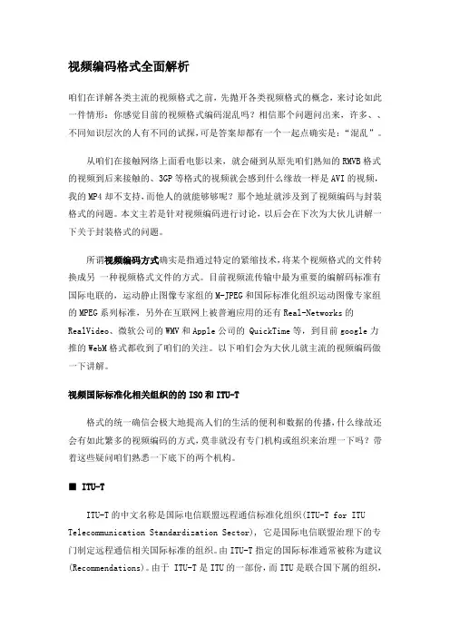 视频编码格式全面解析