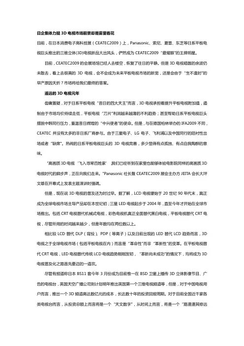 日企集体力挺D电视市场前景却是雾里看花