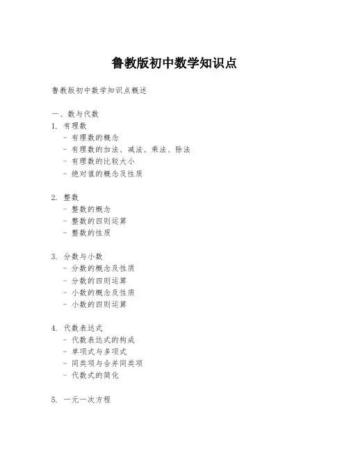 鲁教版初中数学知识点