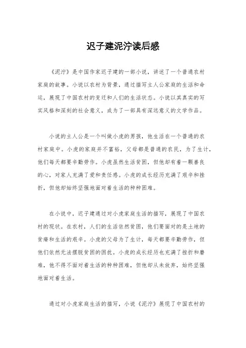 迟子建泥泞读后感