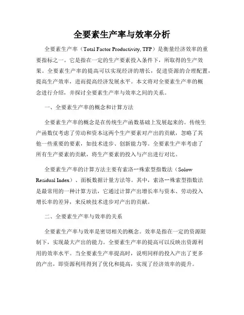 全要素生产率与效率分析