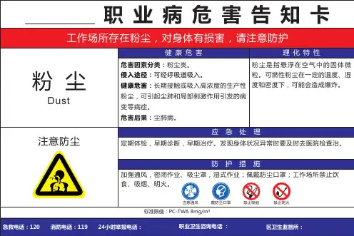 粉尘职业病危害告知卡