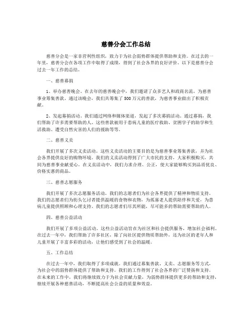 慈善分会工作总结