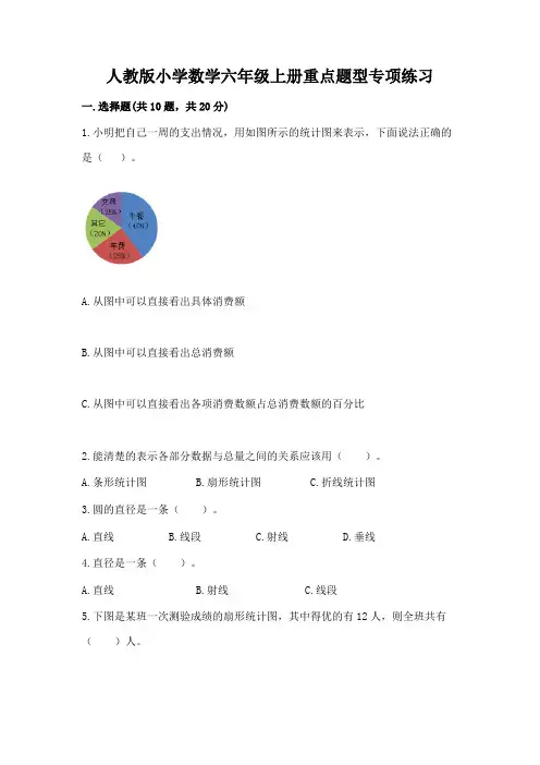 人教版小学数学六年级上册重点题型专项练习含完整答案【各地真题】