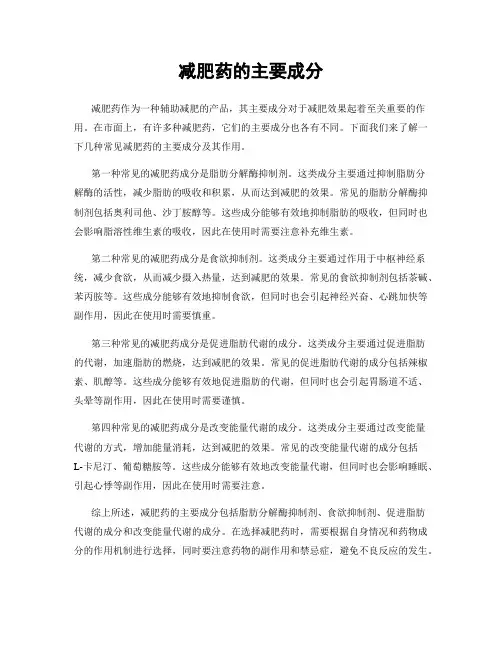 减肥药的主要成分