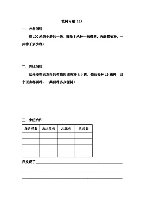 封闭图形植树问题导学案