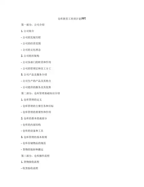仓库新员工培训计划PPT