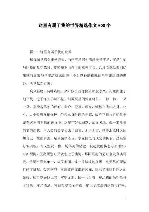 这里有属于我的世界精选作文600字