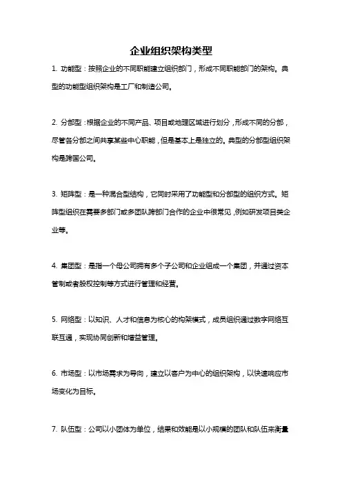 企业组织架构类型