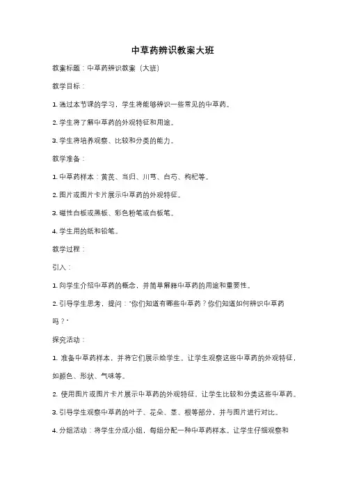 中草药辨识教案大班