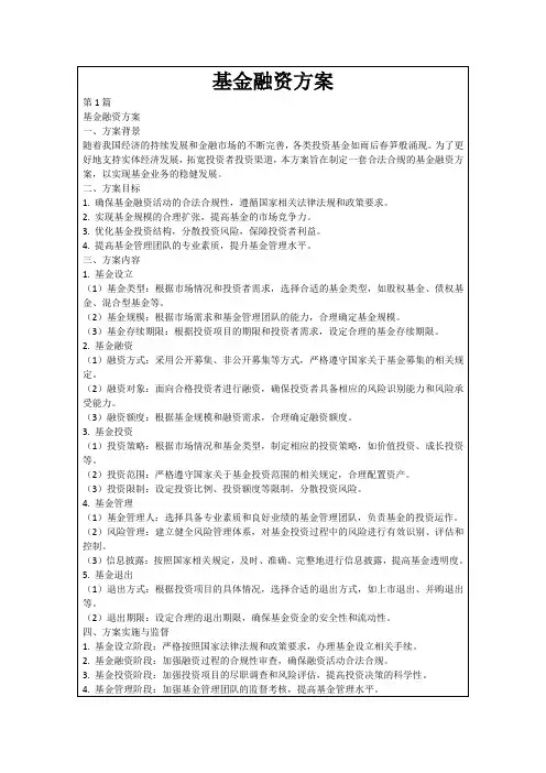 基金融资方案
