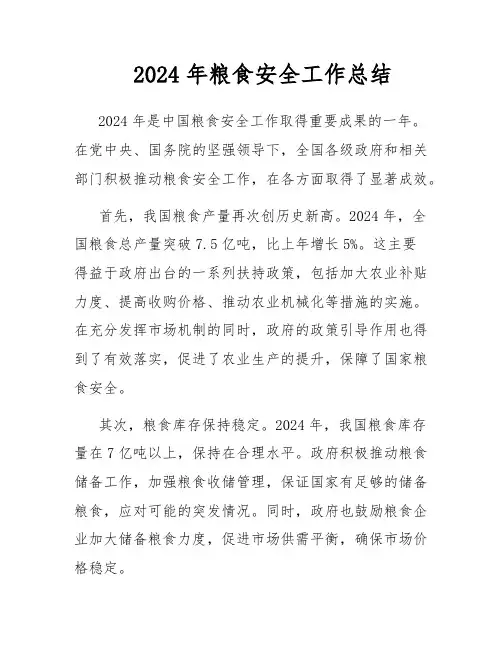 2024年粮食安全工作总结