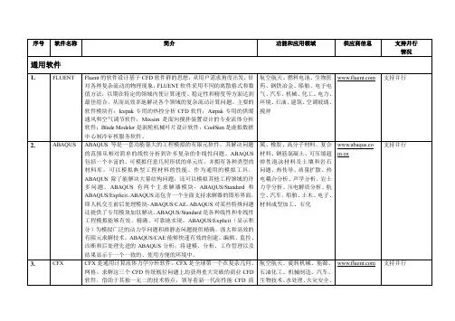 各行业有限元软件比较