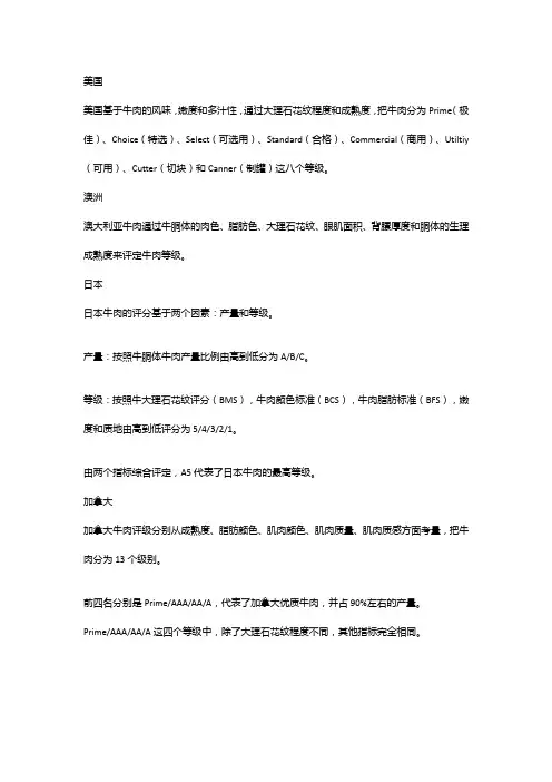 牛肉分级标准
