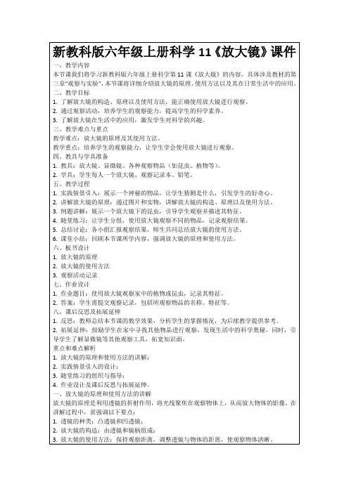 新教科版六年级上册科学11《放大镜》课件