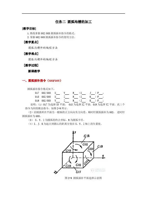 数控铣床加工中心编程及加工教学教案—圆弧沟槽的加工 