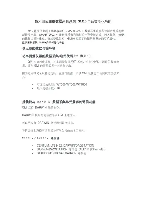 横河测试测量数据采集系统 GM10产品智能化功能