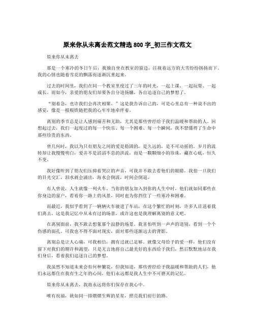 原来你从未离去范文精选800字_初三作文范文