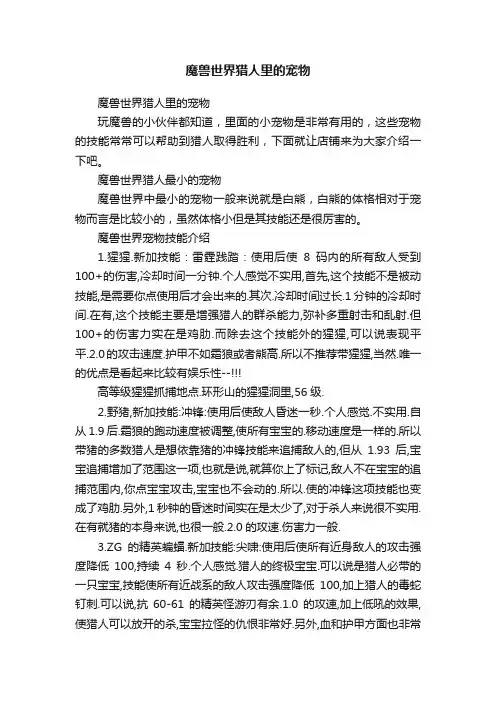 魔兽世界猎人里的宠物