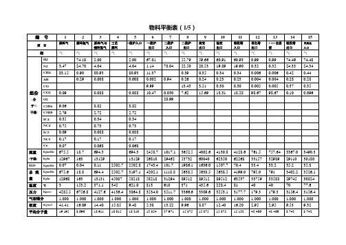 物料平衡表
