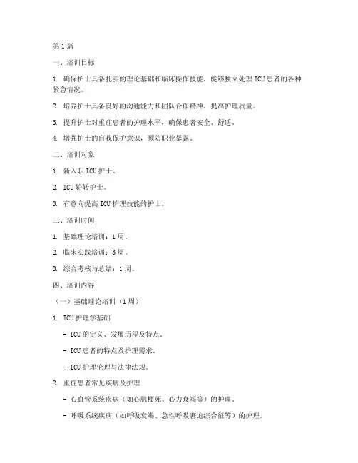 轮转护士培训计划表ICU(3篇)